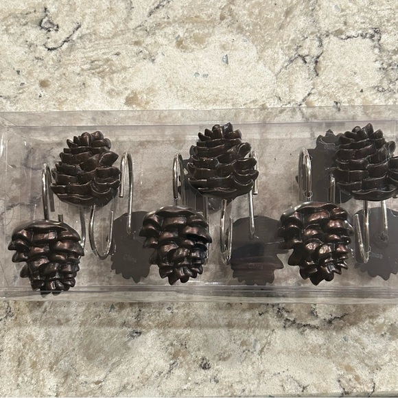 Bronze Pinecone Shower Curtain Hooks - Picture 2 of 2